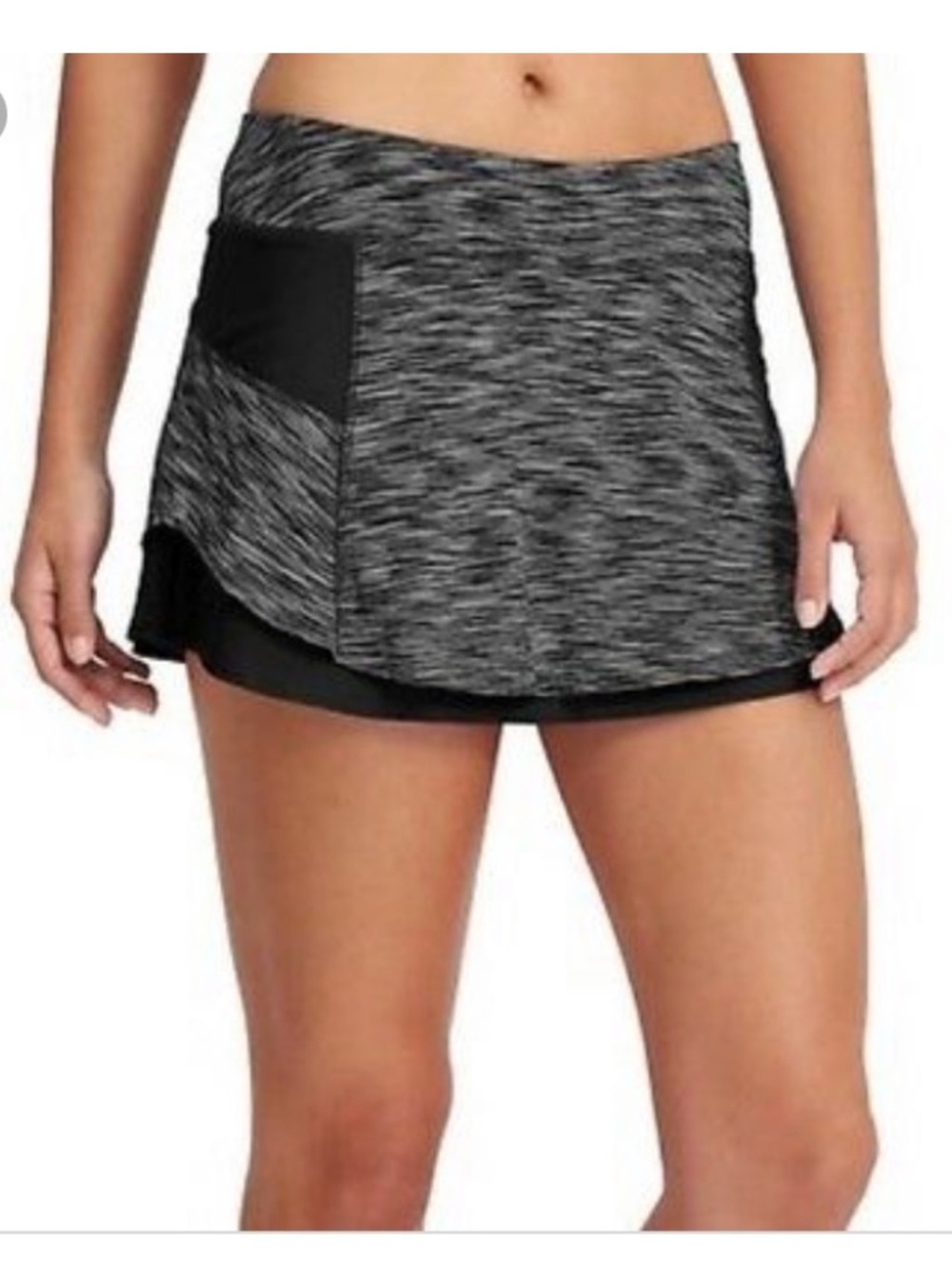 Athleta Bustle Skort Black/Gray‎ Space Dye Pattern Size XXS